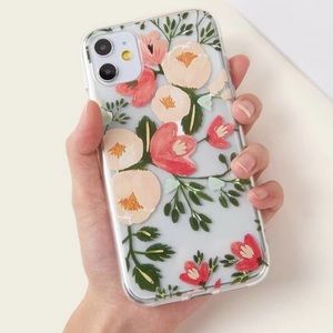 iPhone 10 hard silicone clear floral phone case